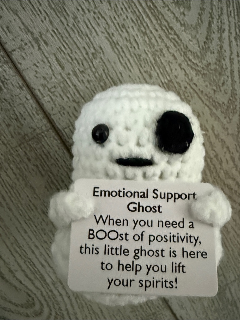 Handmade White Crochet Emotional Support Ghost Plush - Picture 2 of 3